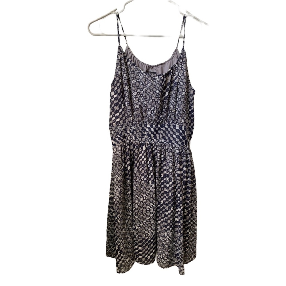 BANANA REPUBLIC Women’s Black Gray White Print Sleeveless Spaghetti Strap Dress